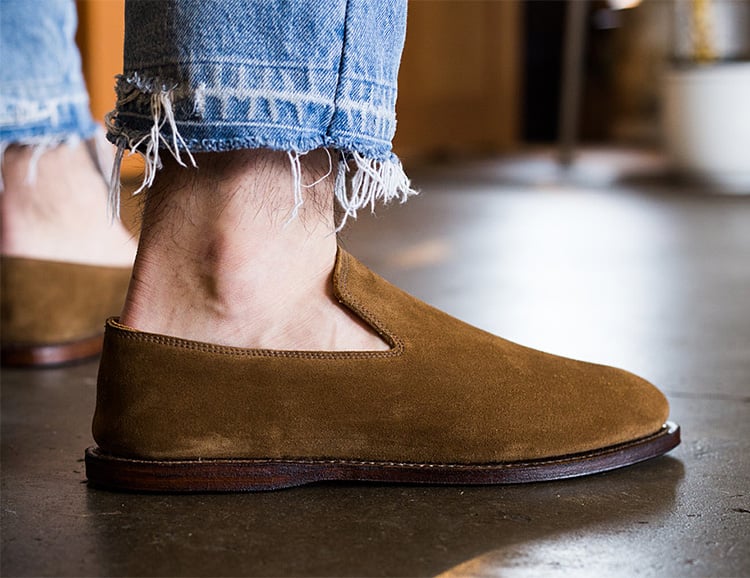 suede slip on slippers