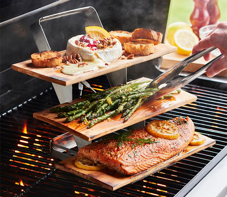 This 3-Tier Plank Holder Will Take Your Grilling Up A Level (Or 2)