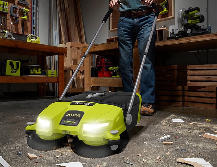 Ryobi’s Devour Cordless Sweeper Eats Jobsite Junk