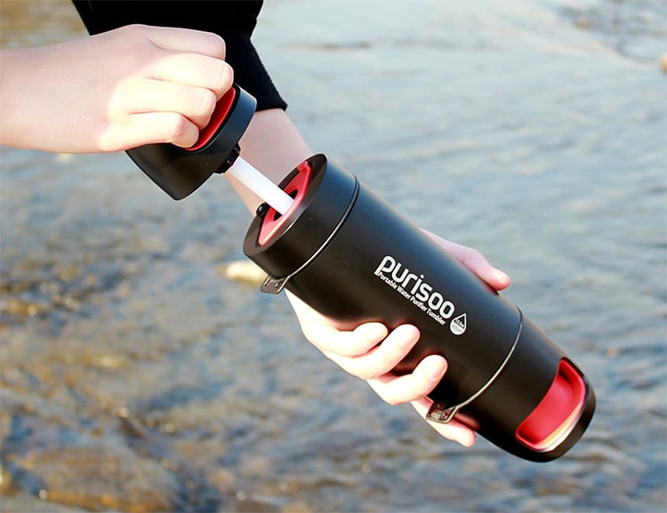 Purisoo is a Water Purifier, Pump & Bottle In One