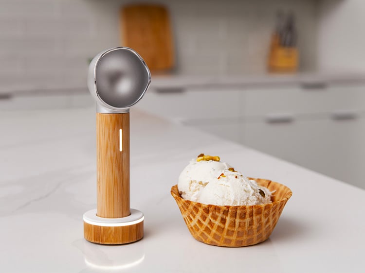 mini puft with ice cream scoop