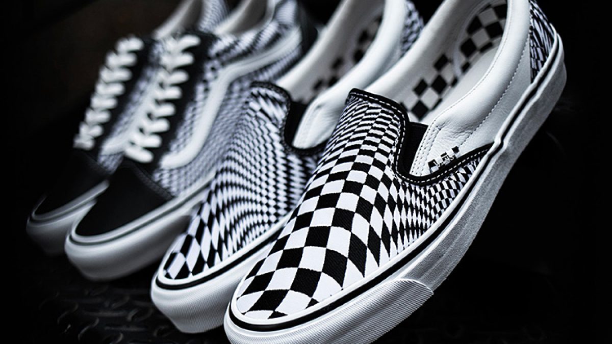 trippy checkerboard vans
