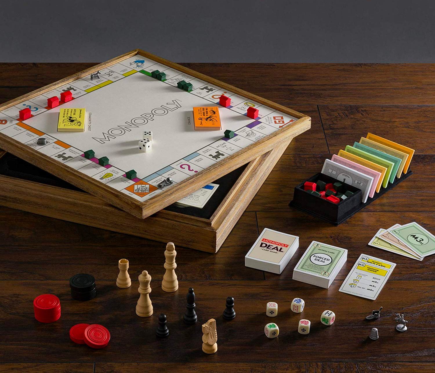 Deluxe Wood Monopoly Game Set