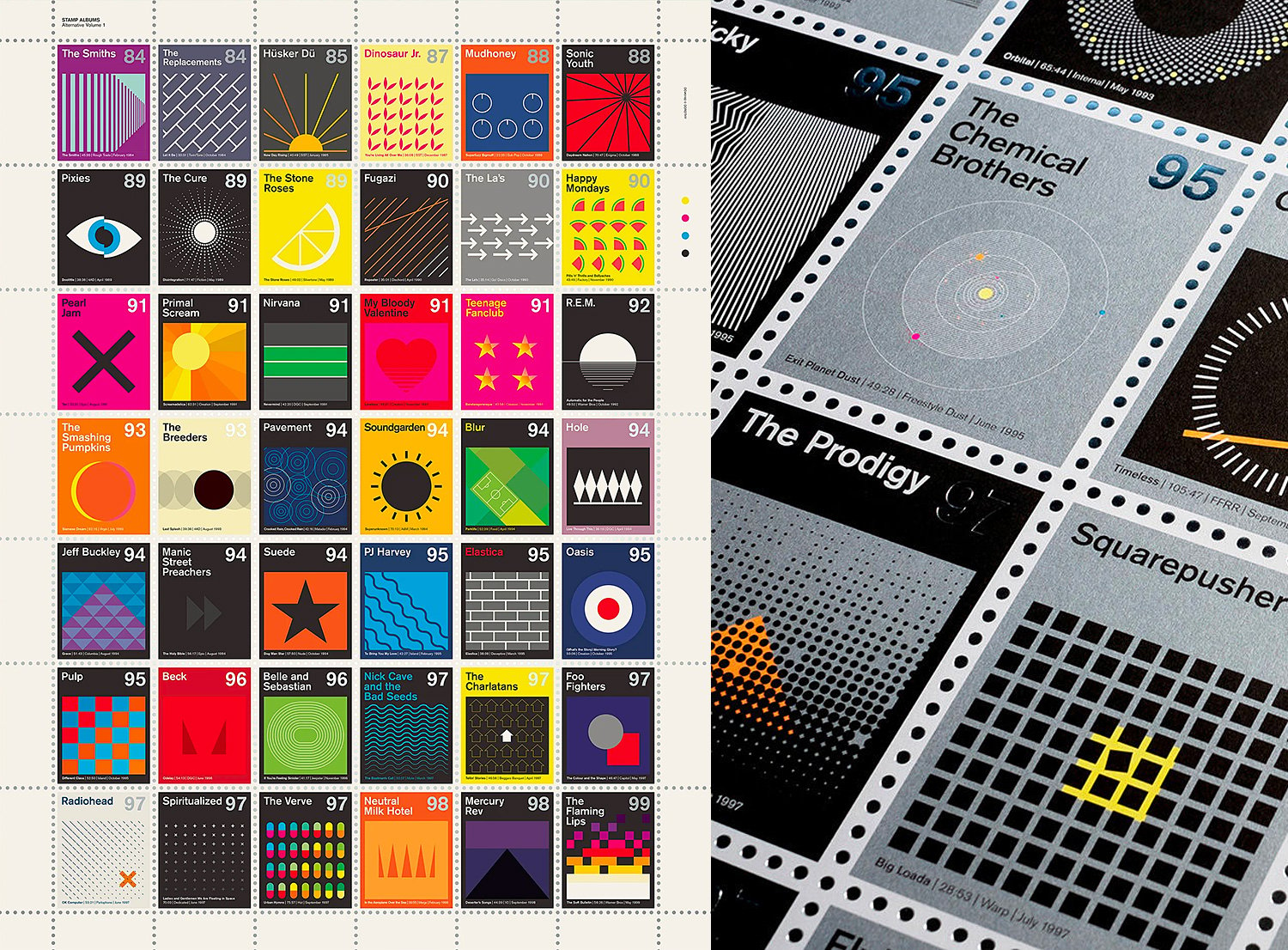 Stamp Album Prints Merge Modern Music & Art