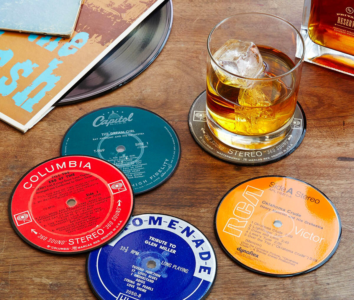 Upcycled Record Coasters Mix Vinyl with Your Favorite Drink