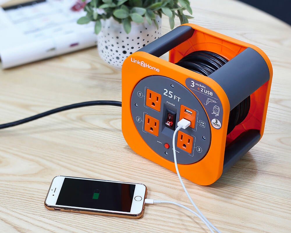 This Cord Reel Gives You Power & Plugs from 25-Feet