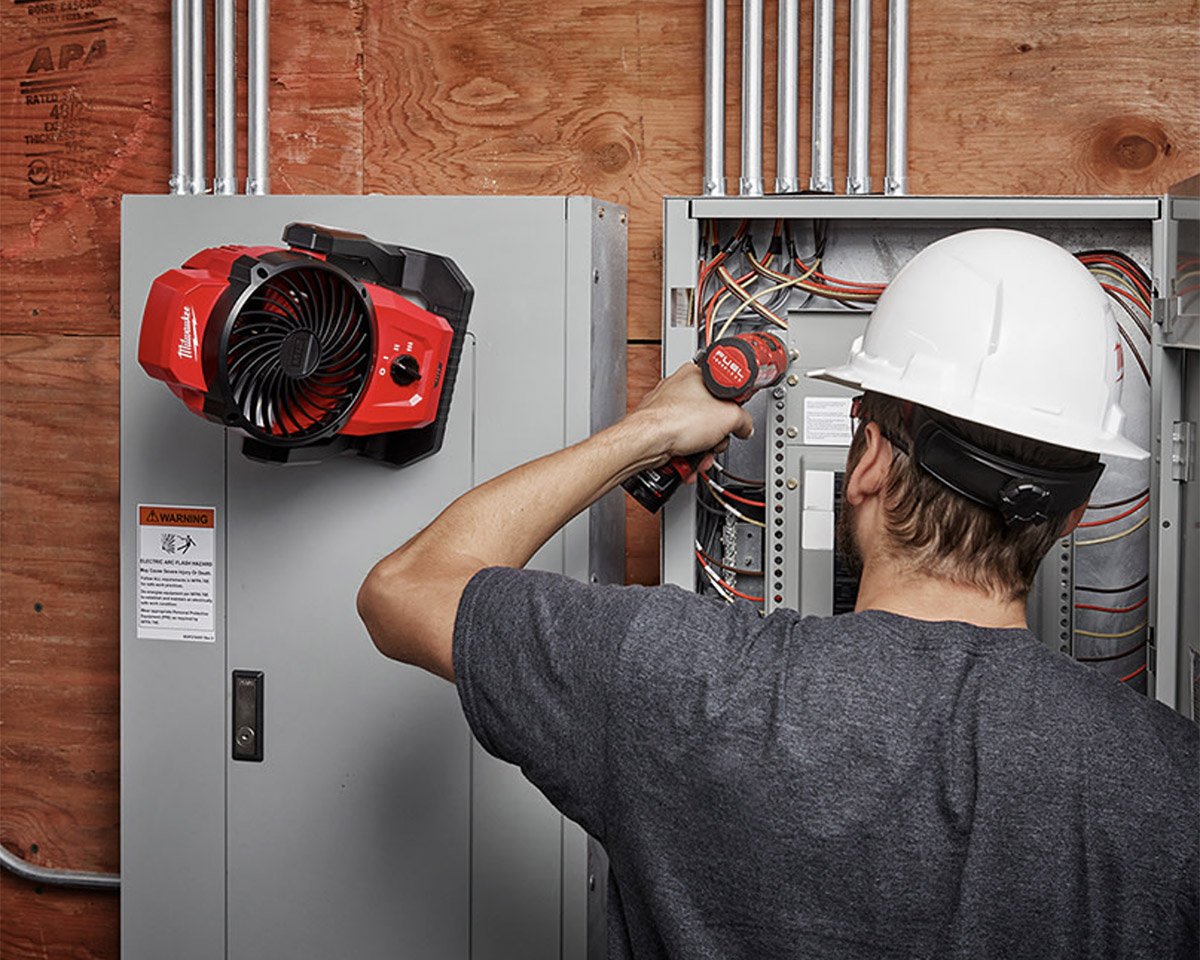 The Milwaukee M12 Mounting Fan has Magnets on its Base