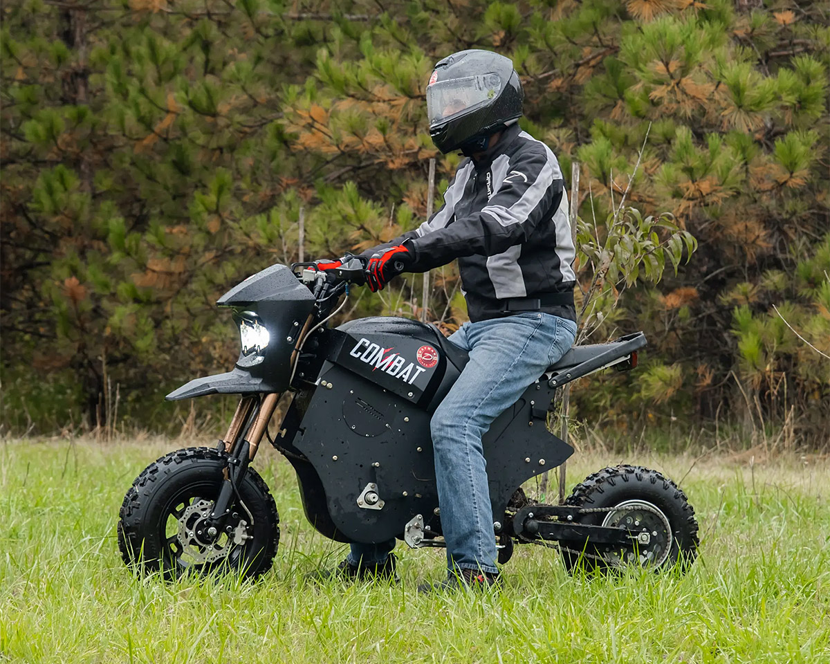 Combat Ebike Converts from a Dirt Bike to a Snow Bike