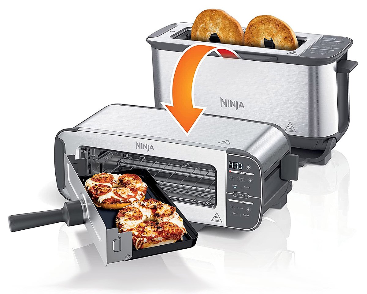 The Ninja Foodi Toaster Flips Down to Become a Toaster Oven