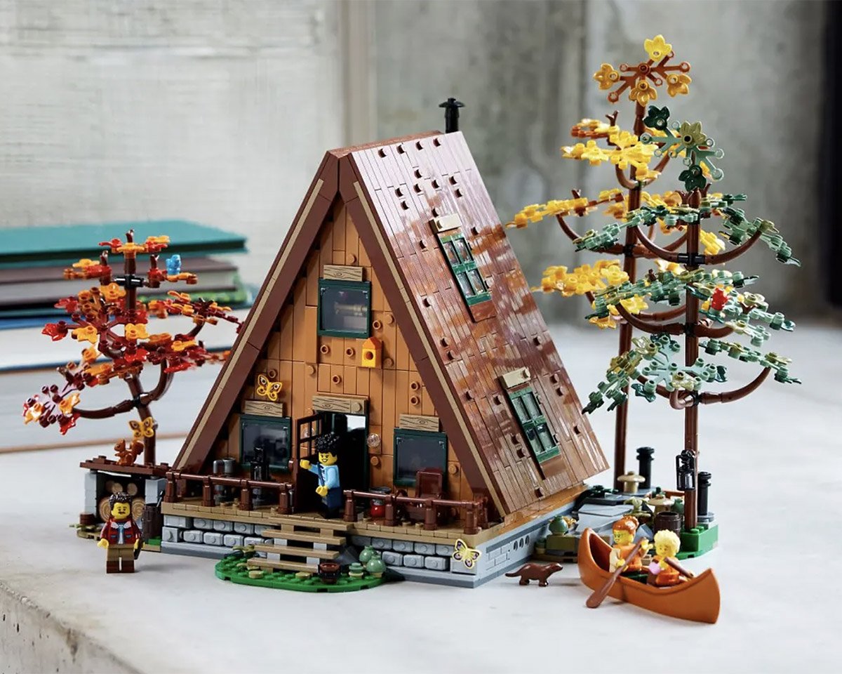 Enjoy a Taste of Slow Living with an A-frame LEGO Cabin