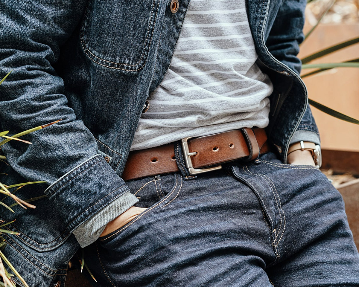 Casual black leather western inspired belt