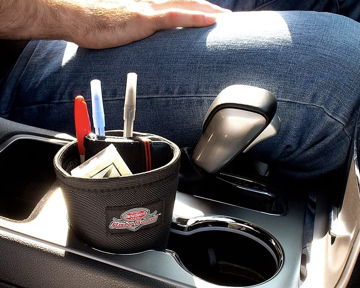 The Bucket Boss Cup Holder Keeps all that Random Car Stuff in One Place
