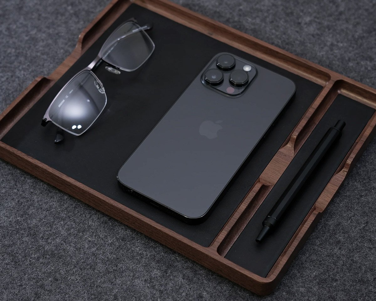 Keep the Little Things in Their Place with the Leander Black Leather Valet Tray