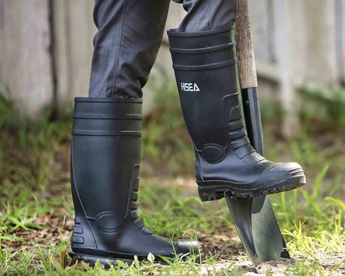 Men Rubber Boots Fishing Hunting Black Waterproof PVC Work Mud Dirt Farm Size  12